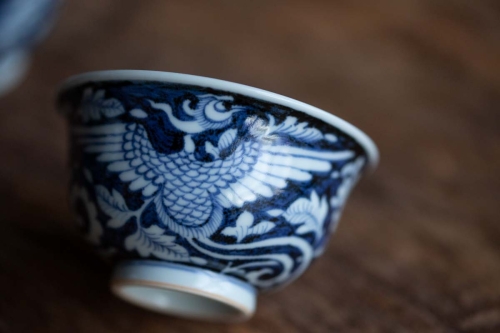 once upon a time handpainted qinghua teacup phoenix 1 | BITTERLEAF TEAS