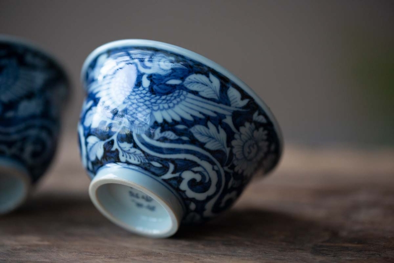 once upon a time handpainted qinghua teacup phoenix 12 | BITTERLEAF TEAS