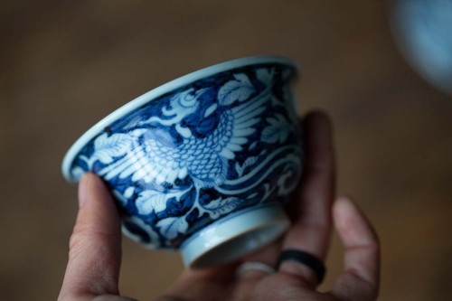 once upon a time handpainted qinghua teacup phoenix 9 | BITTERLEAF TEAS