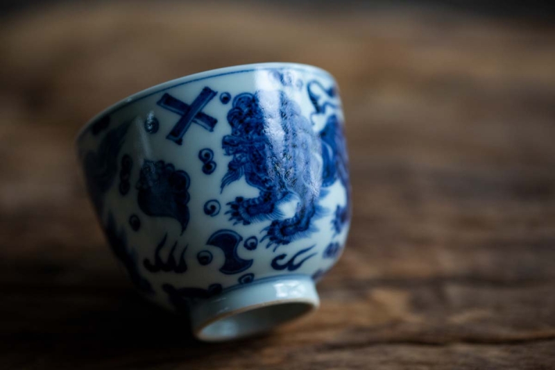 once upon a time handpainted qinghua teacup qilin 1 | BITTERLEAF TEAS