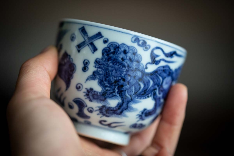 once upon a time handpainted qinghua teacup qilin 13 | BITTERLEAF TEAS