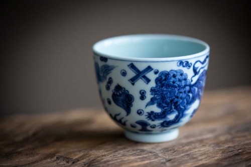 once upon a time handpainted qinghua teacup qilin 14 | BITTERLEAF TEAS