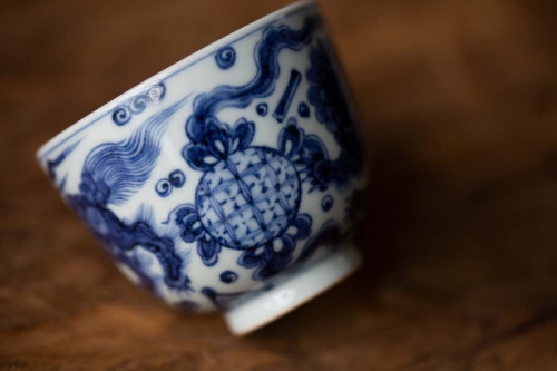 once upon a time handpainted qinghua teacup qilin 4 | BITTERLEAF TEAS