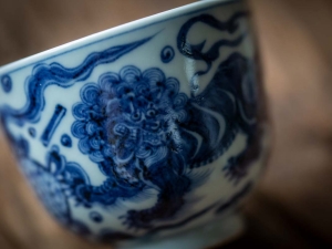 once upon a time handpainted qinghua teacup qilin 6 | BITTERLEAF TEAS