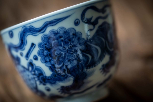 once upon a time handpainted qinghua teacup qilin 6 | BITTERLEAF TEAS