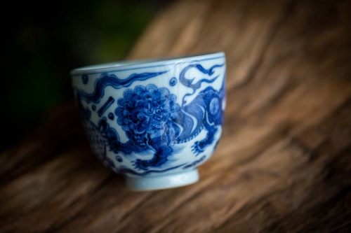 once upon a time handpainted qinghua teacup qilin 9 | BITTERLEAF TEAS