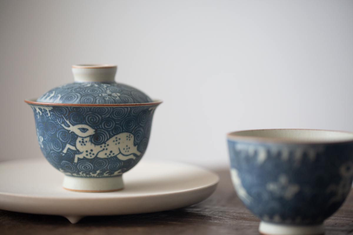 muted qinghua gaiwan deer 2 | BITTERLEAF TEAS