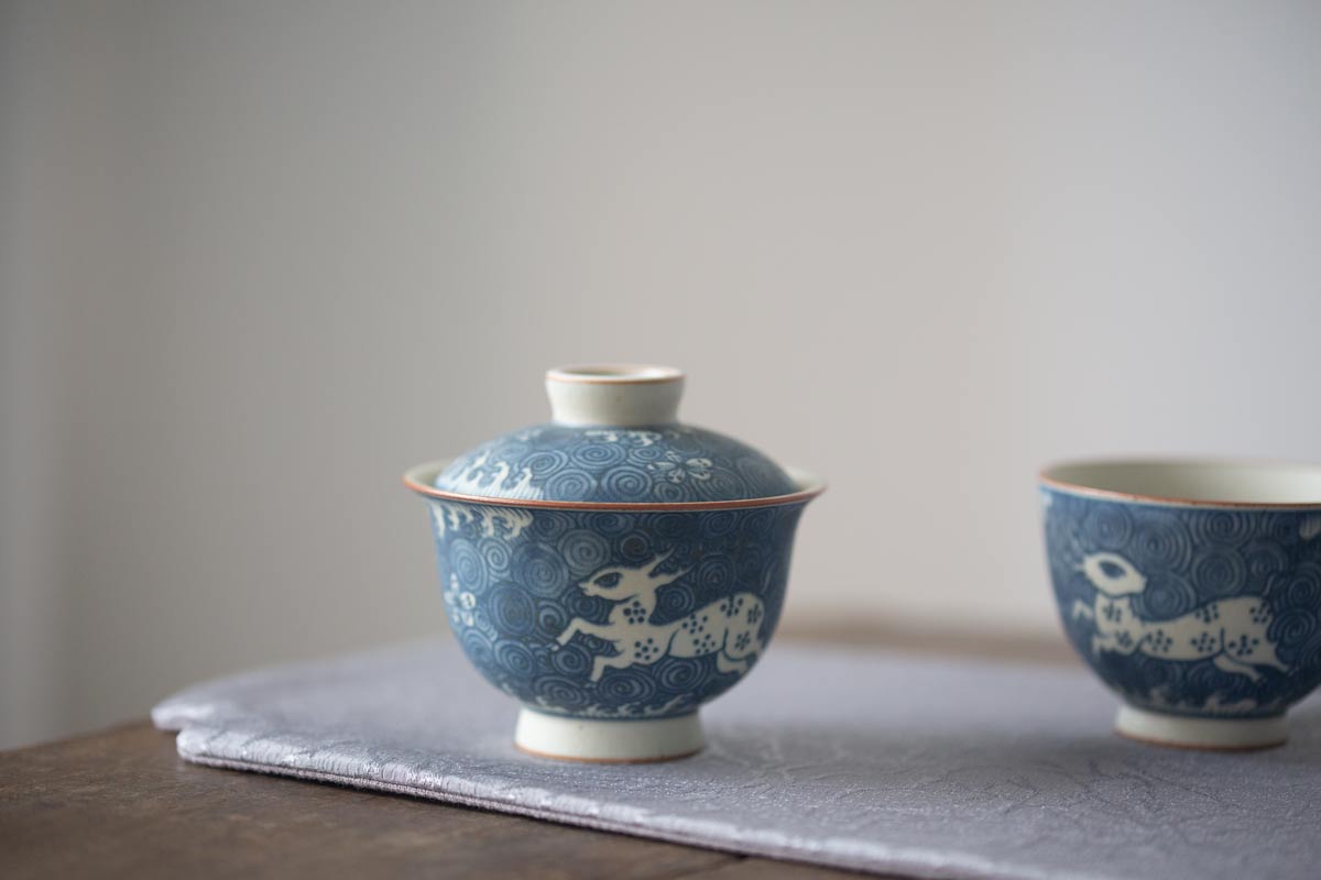 muted qinghua gaiwan deer 4 | BITTERLEAF TEAS