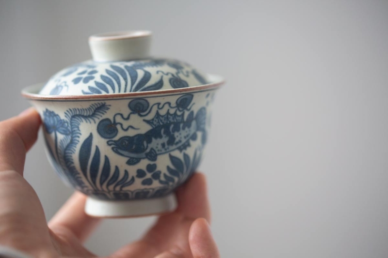 muted qinghua gaiwan fish 9 | BITTERLEAF TEAS