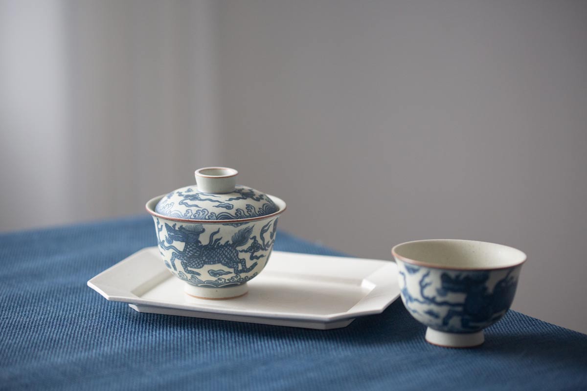 muted qinghua gaiwan qilin 2 | BITTERLEAF TEAS