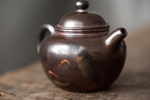 black pearl wood fired jianshui zitao teapot crane 8 | BITTERLEAF TEAS