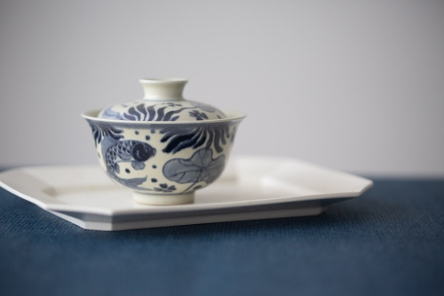 azure qinghua gaiwan fish 1 | BITTERLEAF TEAS