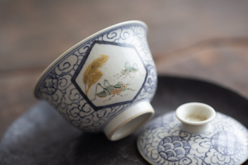 azure qinghua gaiwan grasshopper 2 | BITTERLEAF TEAS