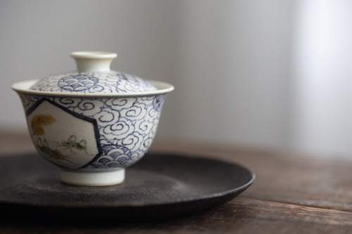 azure qinghua gaiwan grasshopper 6 | BITTERLEAF TEAS