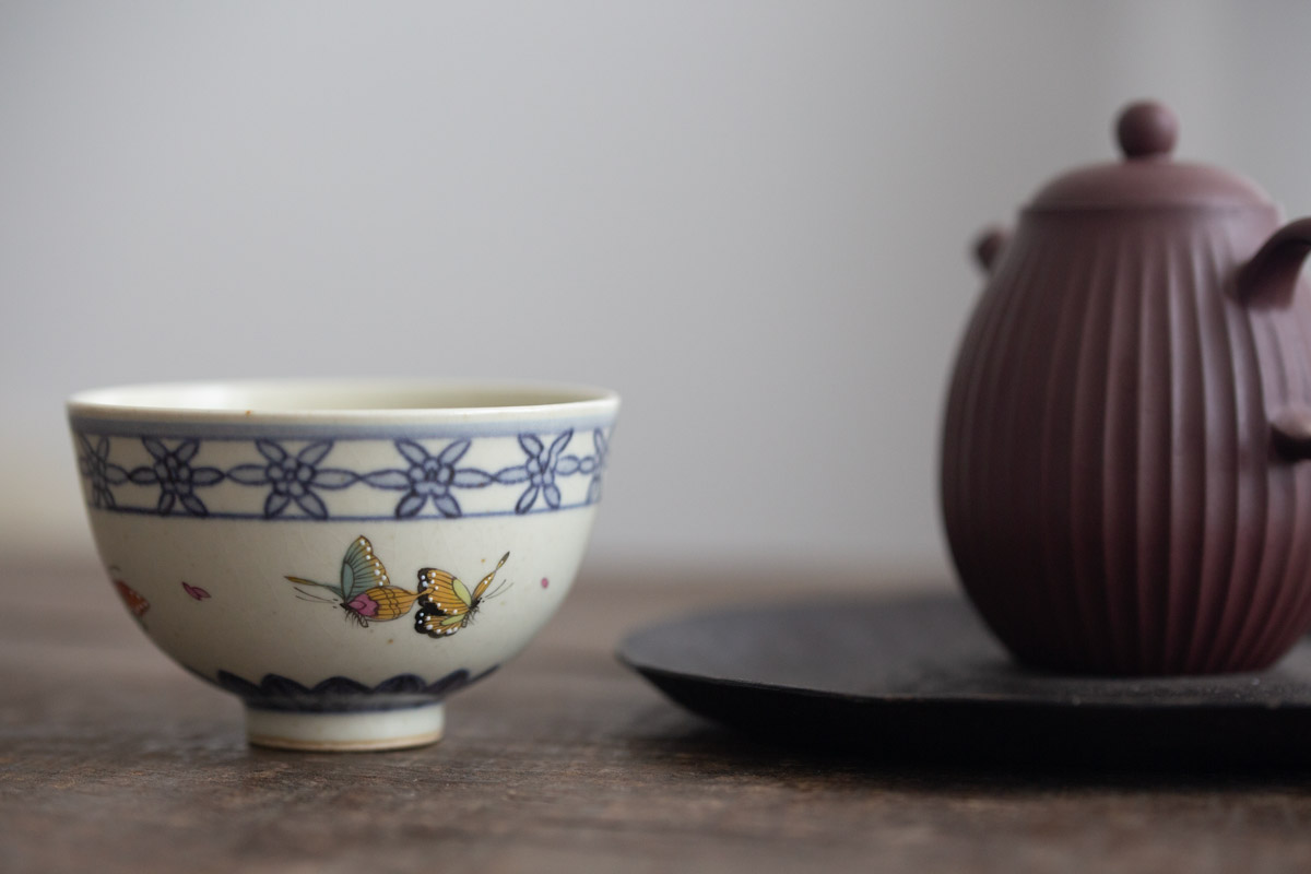 azure qinghua teacup butterfly 2 | BITTERLEAF TEAS