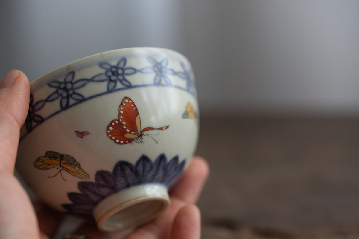 azure qinghua teacup butterfly 3 | BITTERLEAF TEAS