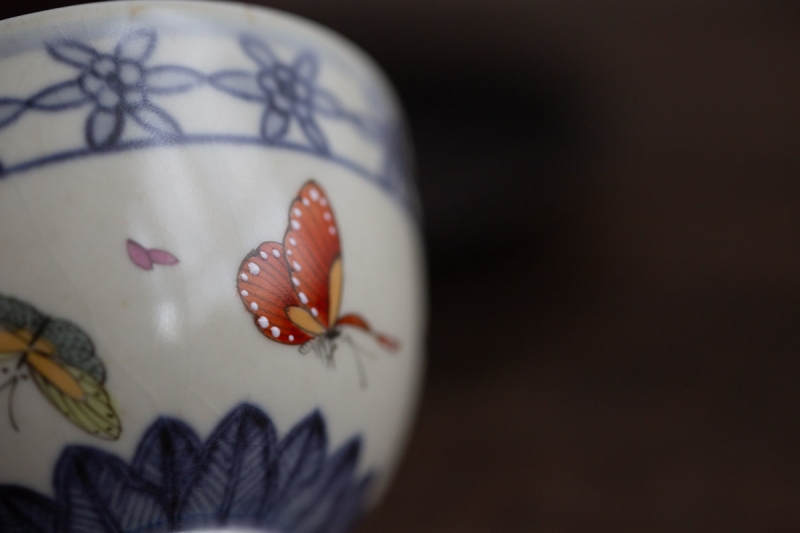 azure qinghua teacup butterfly 4 | BITTERLEAF TEAS