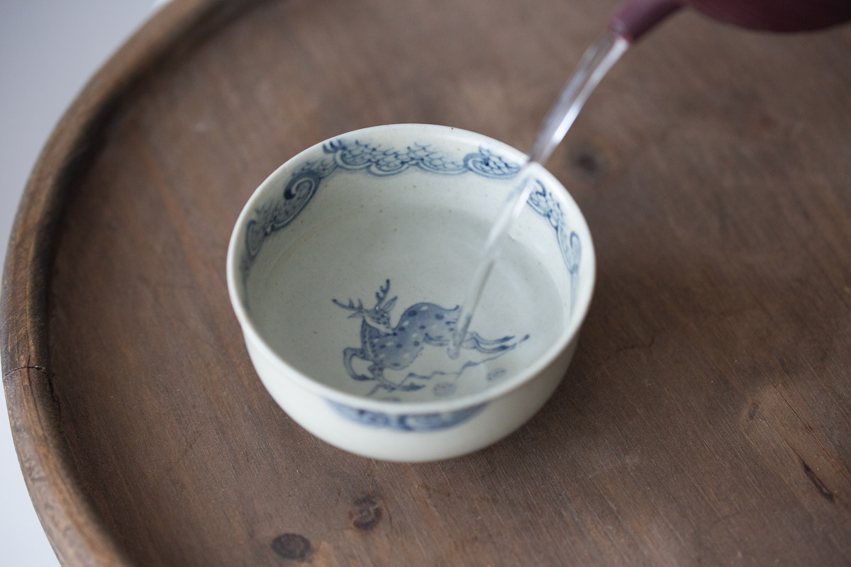 azure qinghua teacup deer 10 | BITTERLEAF TEAS