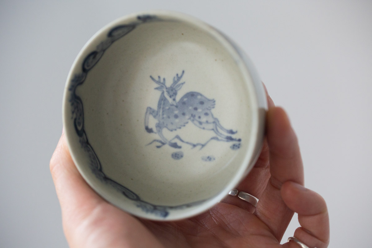 azure qinghua teacup deer 11 | BITTERLEAF TEAS