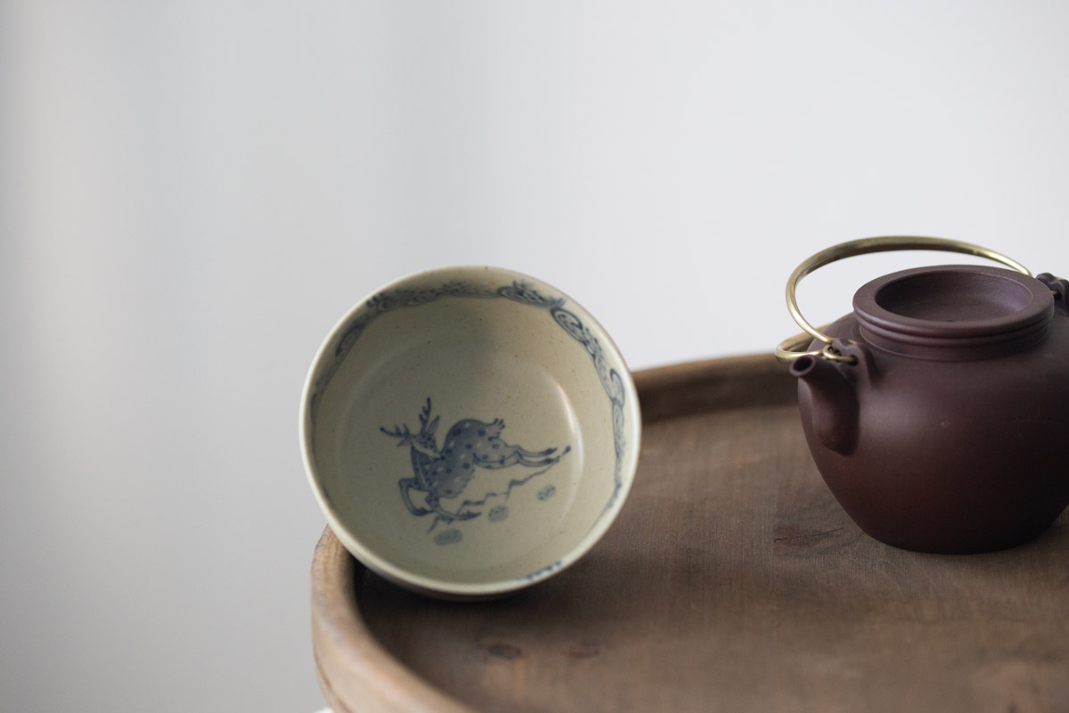 azure qinghua teacup deer 9 | BITTERLEAF TEAS