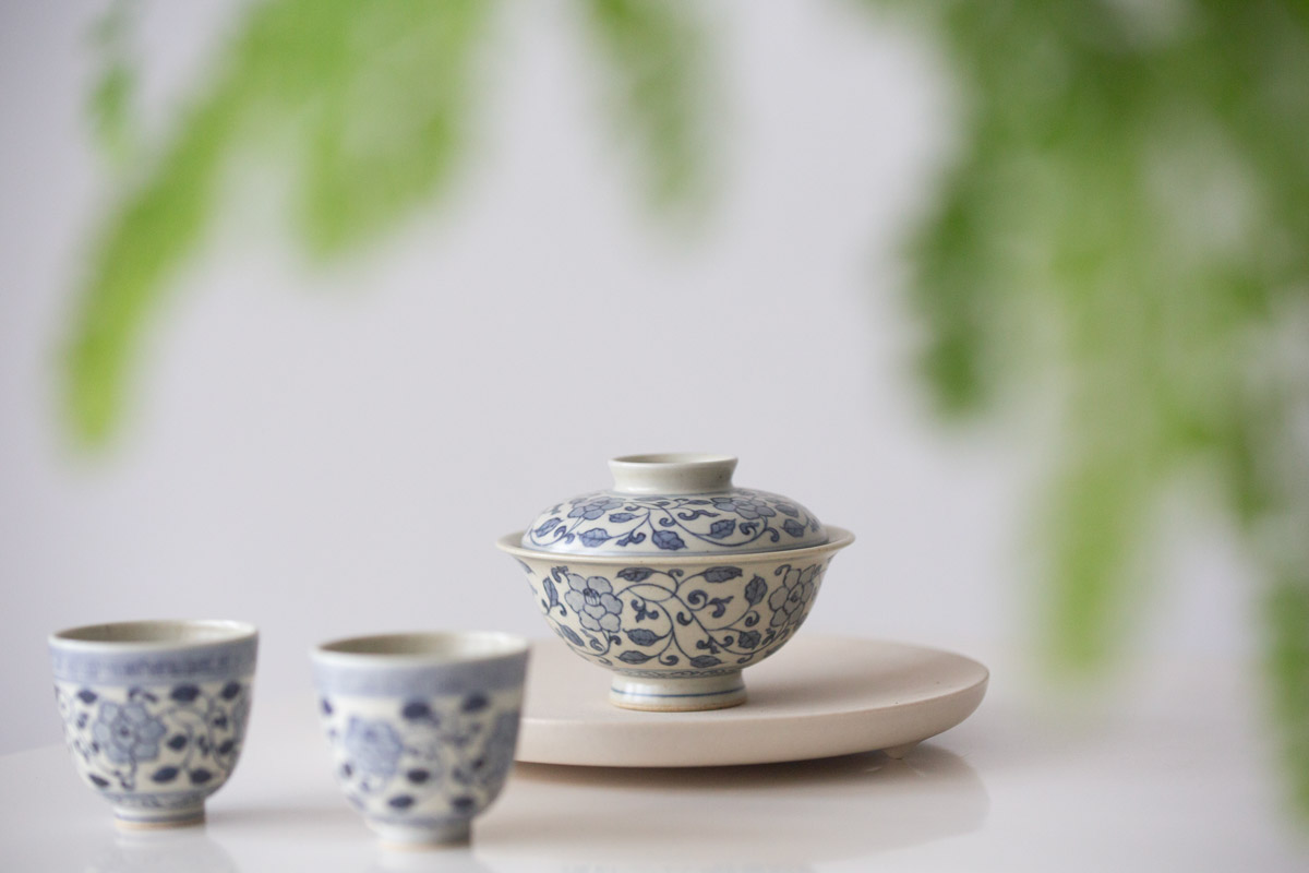 azure qinghua teacup gaiwan vine 2 | BITTERLEAF TEAS