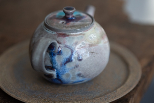 Chameleon Soda Ash Wood Fired Teapot III - Image 3