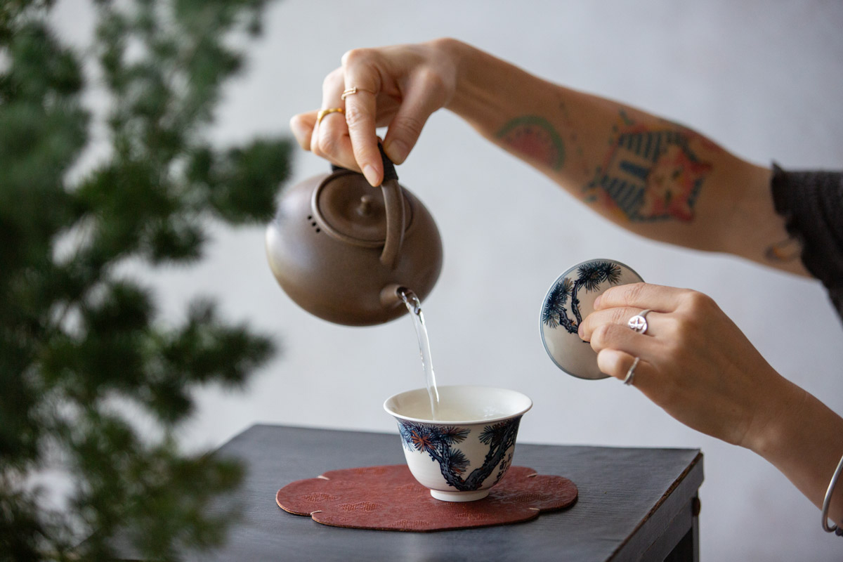 gilded qinghua gaiwan pine 2 1 | BITTERLEAF TEAS