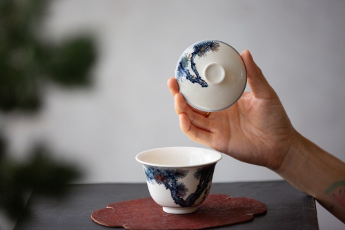 gilded qinghua gaiwan pine 2 2 | BITTERLEAF TEAS