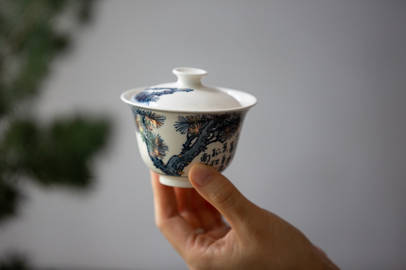 gilded qinghua gaiwan pine 2 3 | BITTERLEAF TEAS