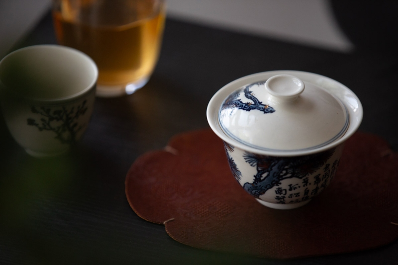 gilded qinghua gaiwan pine 2 6 | BITTERLEAF TEAS