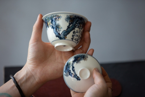 gilded qinghua gaiwan pine 2 8 | BITTERLEAF TEAS