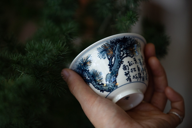 gilded qinghua gaiwan pine 2 9 | BITTERLEAF TEAS