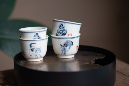 gilded qinghua teacup feline 2 8 | BITTERLEAF TEAS