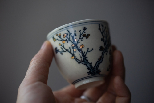 Gilded Qinghua Teacup - Garden - Image 7