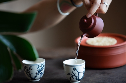 Gilded Qinghua Teacup - Garden - Image 9