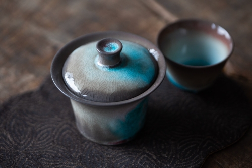 chameleon soda ash wood fired gaiwan 6 4 | BITTERLEAF TEAS