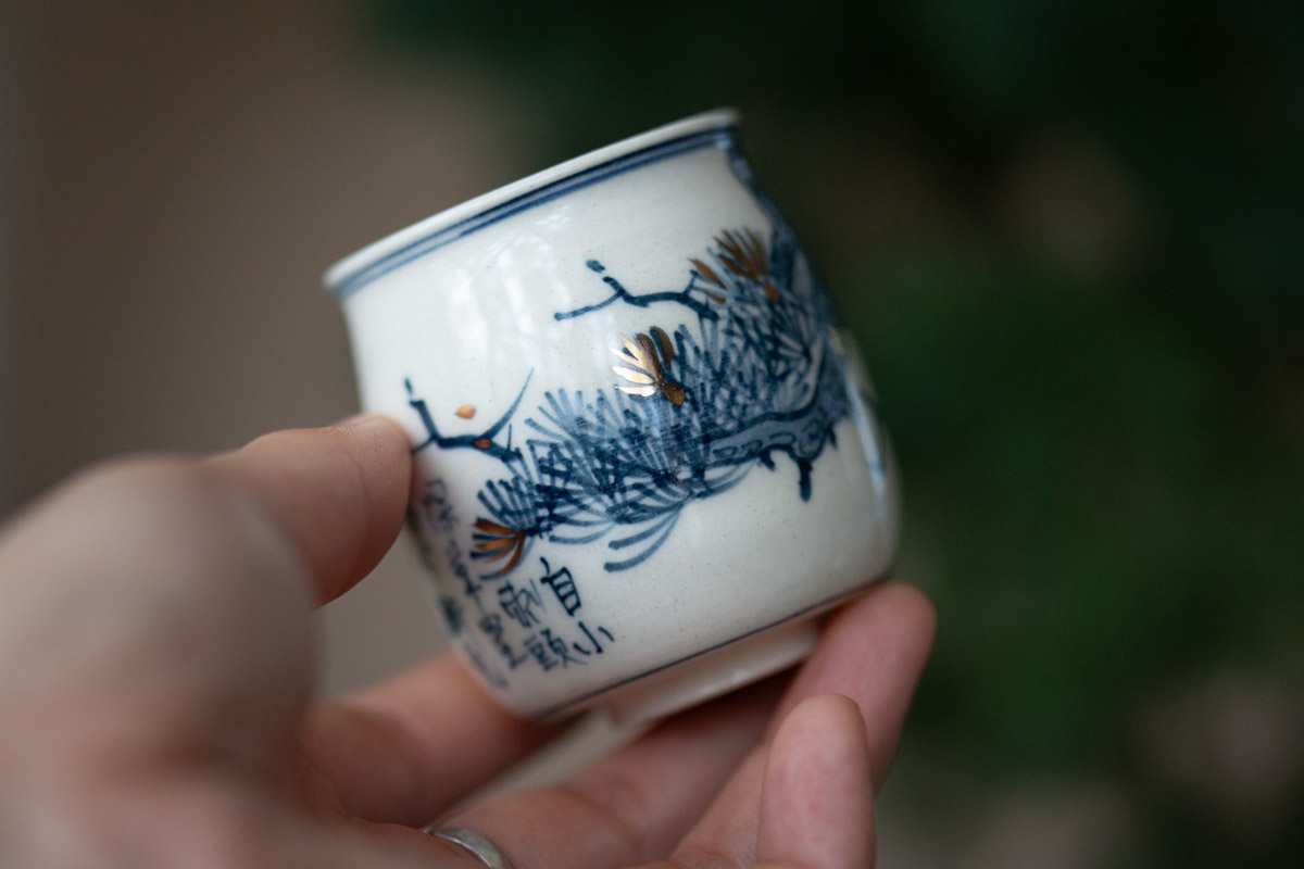 gilded qinghua teacup big pine 3 | BITTERLEAF TEAS