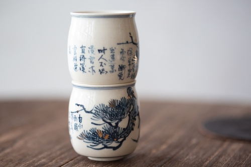 Gilded Qinghua Teacup - Large Pine - Image 6