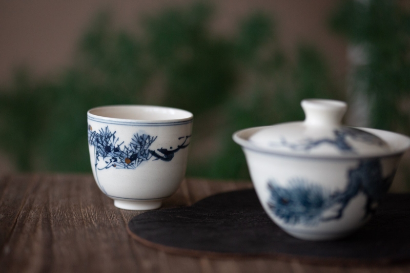 gilded qinghua teacup small pine 10 | BITTERLEAF TEAS