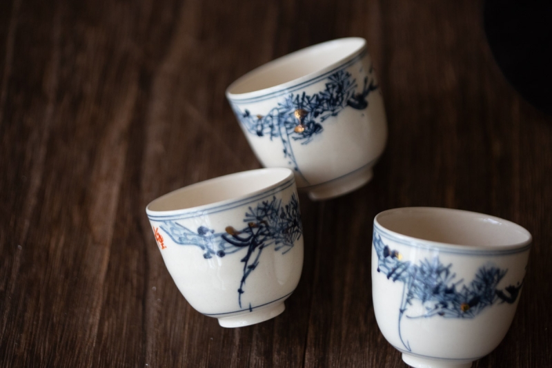 gilded qinghua teacup small pine 8 | BITTERLEAF TEAS