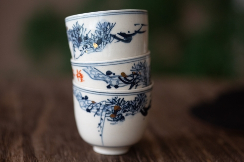 gilded qinghua teacup small pine 9 | BITTERLEAF TEAS