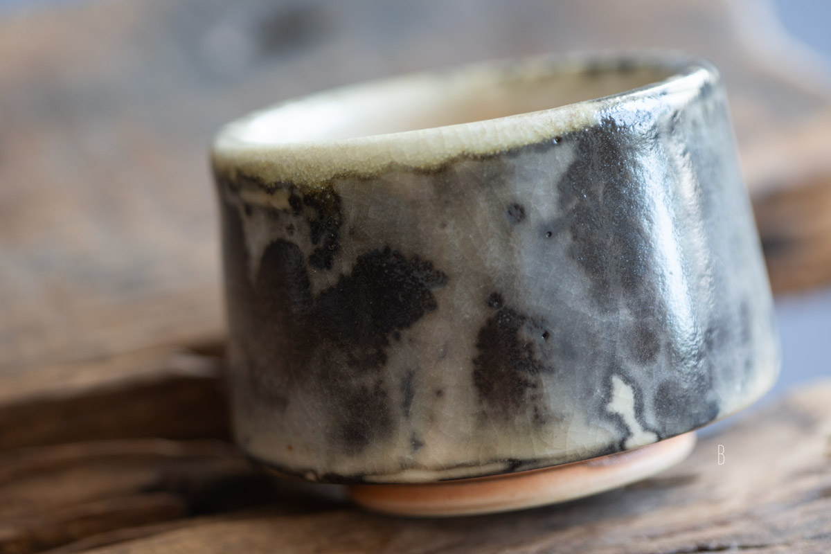 ink shino glaze teacup 1 8 | BITTERLEAF TEAS