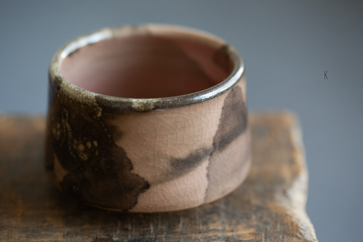 ink shino glaze teacup 3 8 | BITTERLEAF TEAS