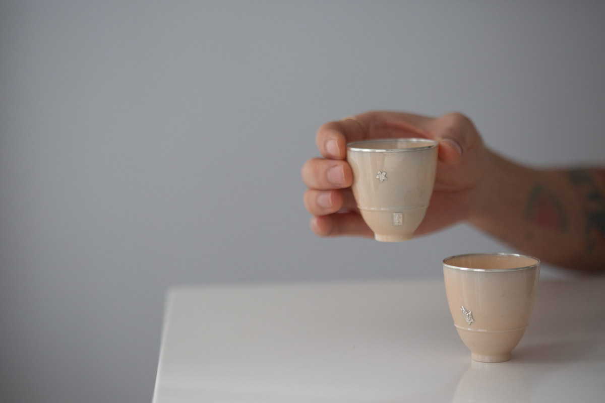 aurora wood fired silver adorned teacup 14 | BITTERLEAF TEAS