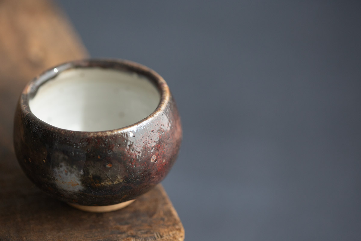 ink shino glazed teacup round 1 | BITTERLEAF TEAS