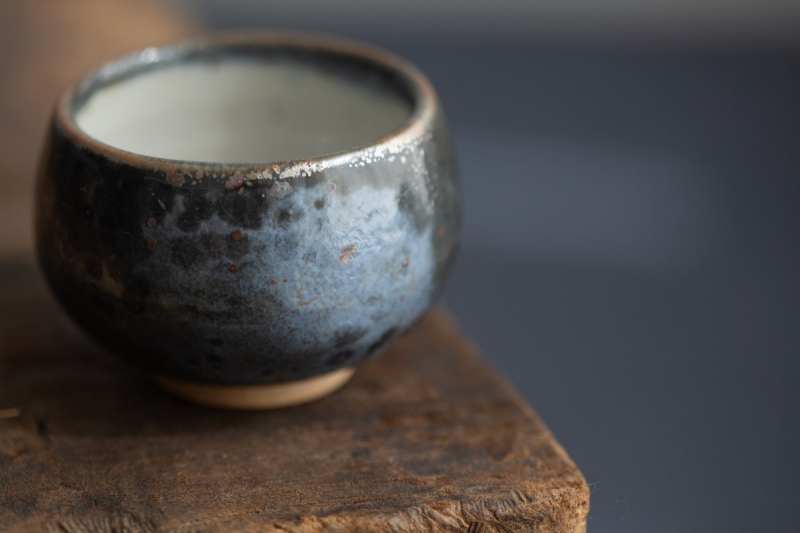 ink shino glazed teacup round 7 | BITTERLEAF TEAS