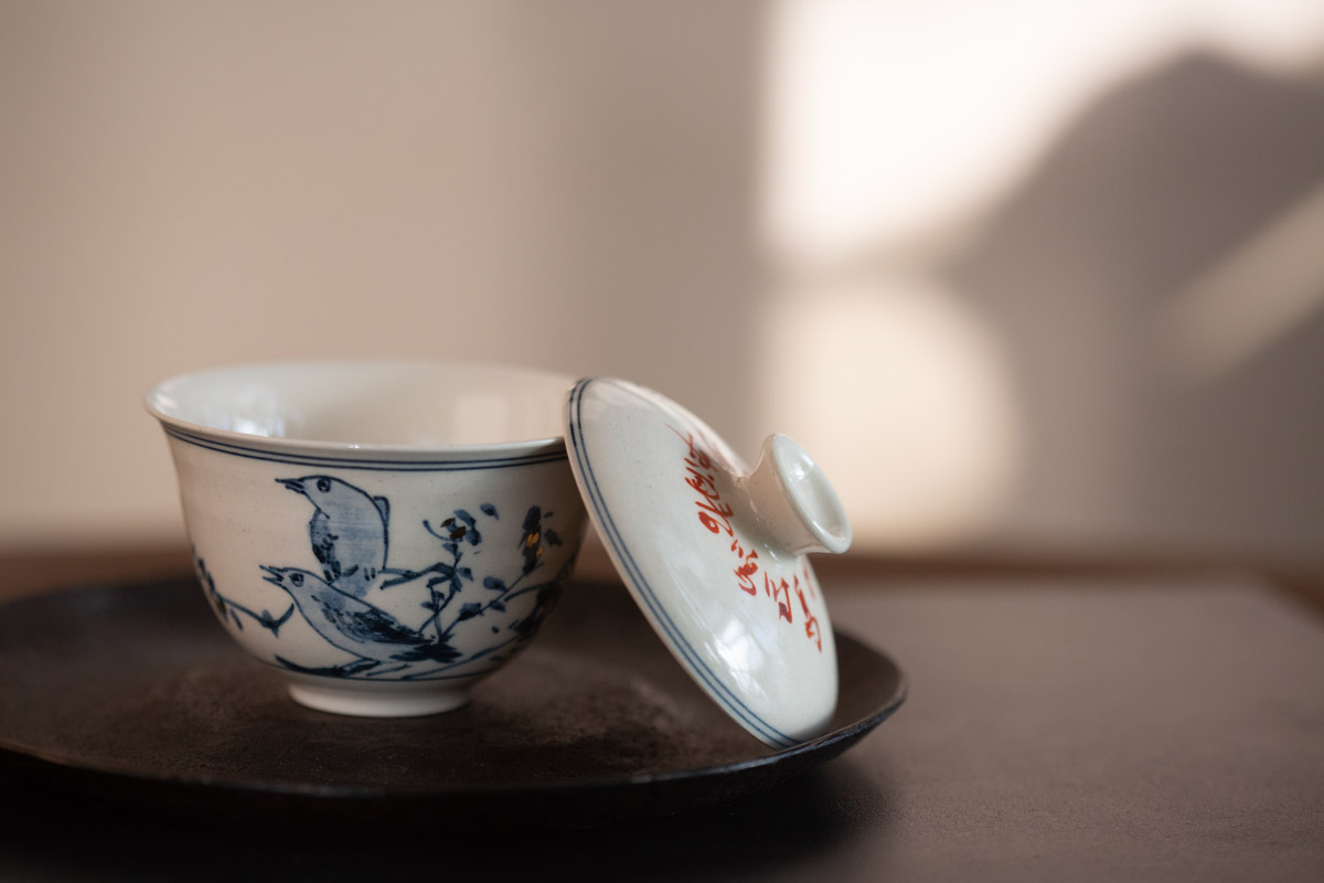 gilded quinghua gaiwan bird 4 | BITTERLEAF TEAS