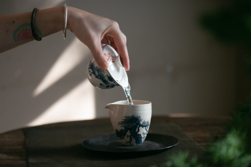 Gilded Qinghua Gaiwan - Bonsai - Image 11