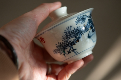 Gilded Qinghua Gaiwan - Bonsai - Image 7