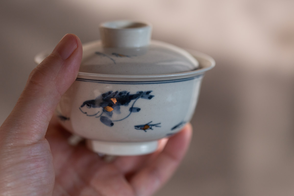 gilded quinghua gaiwan fish 8 | BITTERLEAF TEAS